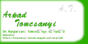 arpad tomcsanyi business card